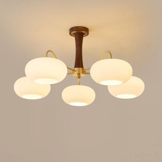 Lustra Lustre en Laiton et Bois Kaki