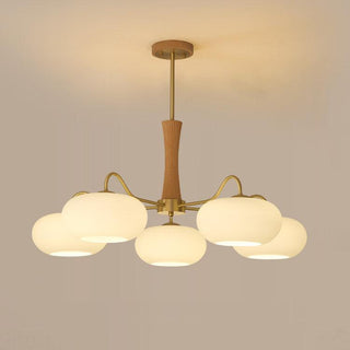 Lustra Lustre en Laiton et Bois Kaki