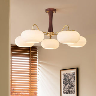 Lustra Lustre en Laiton et Bois Kaki