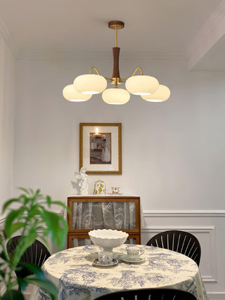 Lustra Lustre en Laiton et Bois Kaki