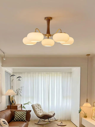 Lustra Lustre en Laiton et Bois Kaki