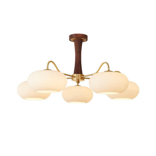 Lustra Lustre en Laiton et Bois Kaki