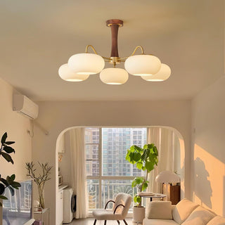 Lustra Lustre en Laiton et Bois Kaki
