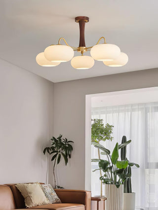 Lustra Lustre en Laiton et Bois Kaki