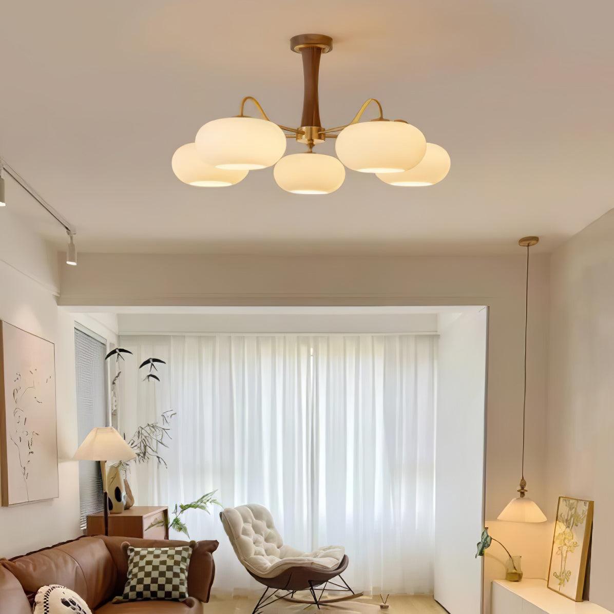 Valielle Lustre en Laiton et Bois Kaki