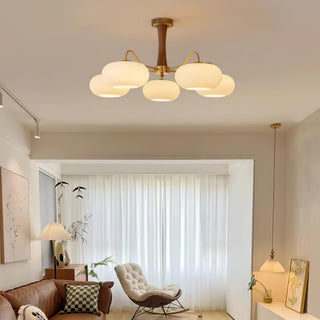 Lustra Lustre en Laiton et Bois Kaki