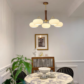 Lustra Lustre en Laiton et Bois Kaki