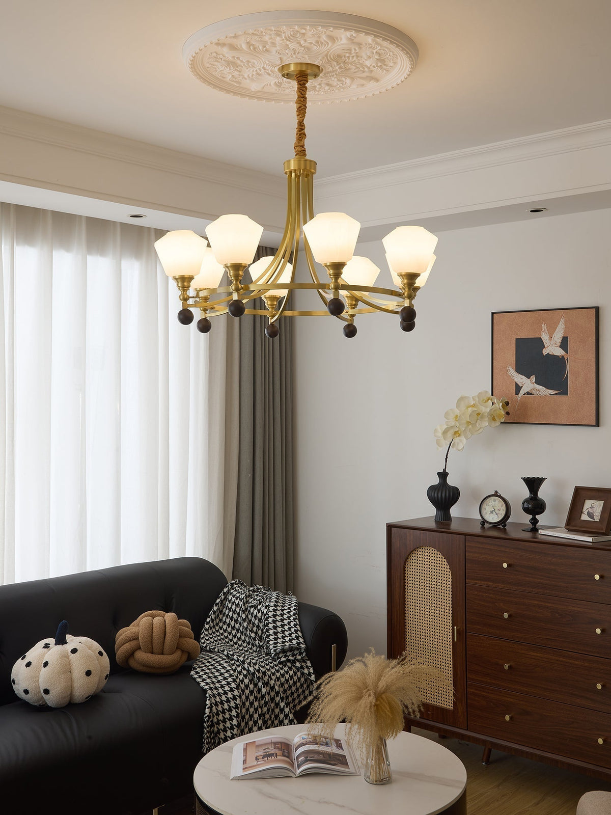 Elveya Lustre Nordique Haut de Gamme en Laiton et Bois