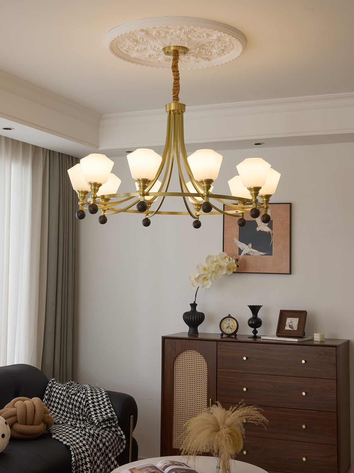 Elveya Lustre Nordique Haut de Gamme en Laiton et Bois