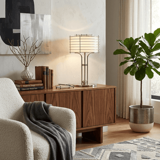 Bravon Linear Cage Table Lamp-Neutral Decor
