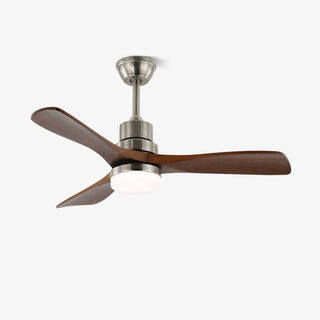 Ventilateur de plafond moderne Kaelen en bois avec lumière