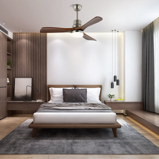 Ventilateur de plafond moderne Kaelen en bois avec lumière