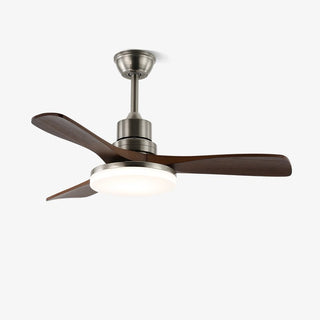 Ventilateur de plafond moderne Kaelen en bois avec lumière