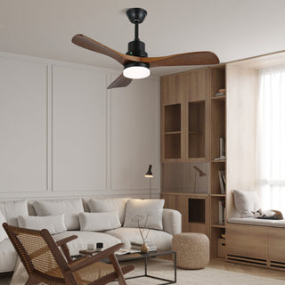 Ventilateur de plafond moderne Kaelen en bois avec lumière