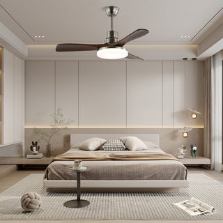 Ventilateur de plafond moderne Kaelen en bois avec lumière