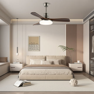 Ventilateur de plafond moderne Kaelen en bois avec lumière