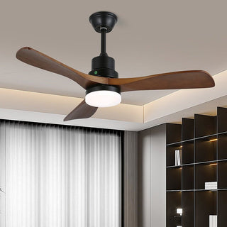 Ventilateur de plafond moderne Kaelen en bois avec lumière