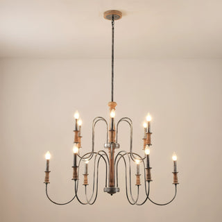 Volo Lustre Métal Bois Luxe Postmoderne