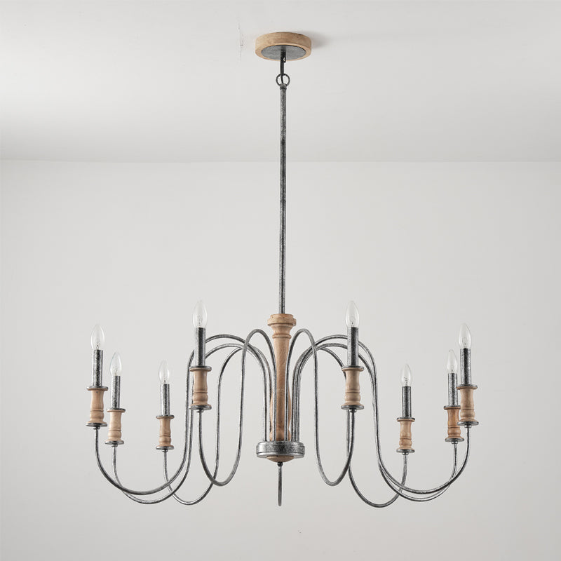 Volo Lustre Métal Bois Luxe Postmoderne