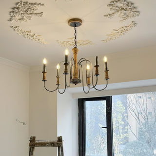 Volo Lustre Métal Bois Luxe Postmoderne