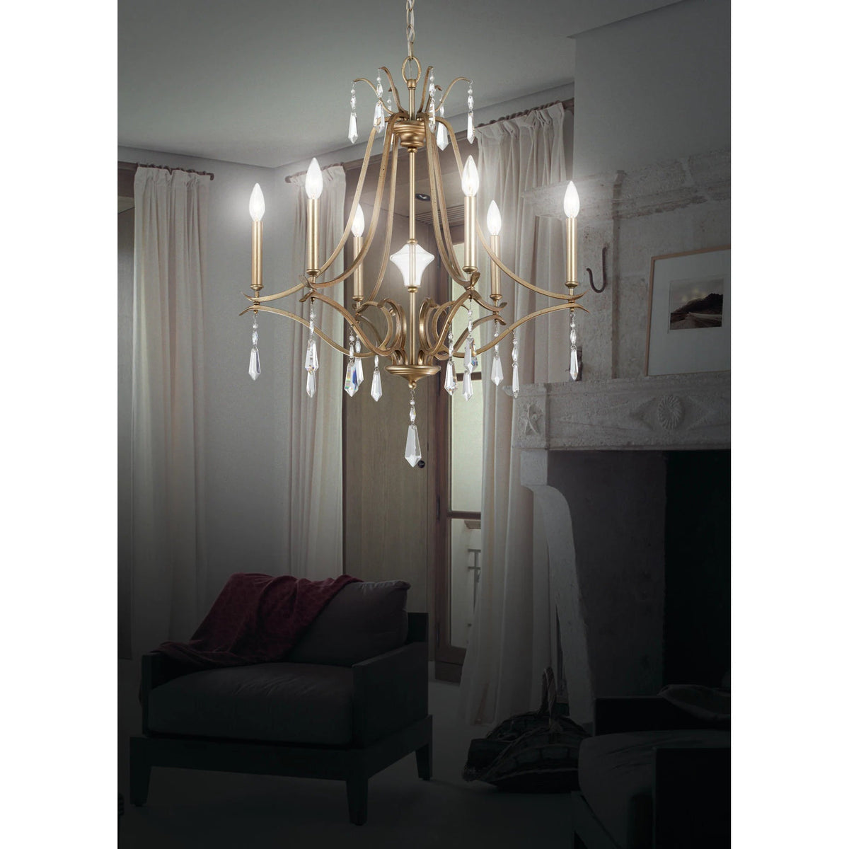 Lyra Lustre Cristal Cuivre Luxe Postmoderne