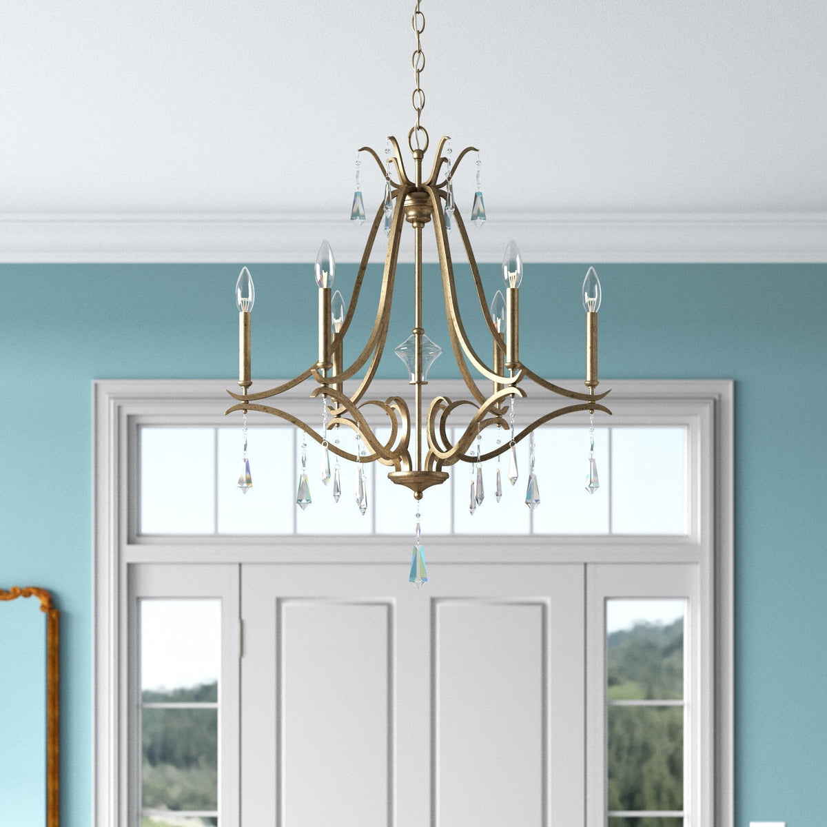 Lyra Lustre Cristal Cuivre Luxe Postmoderne