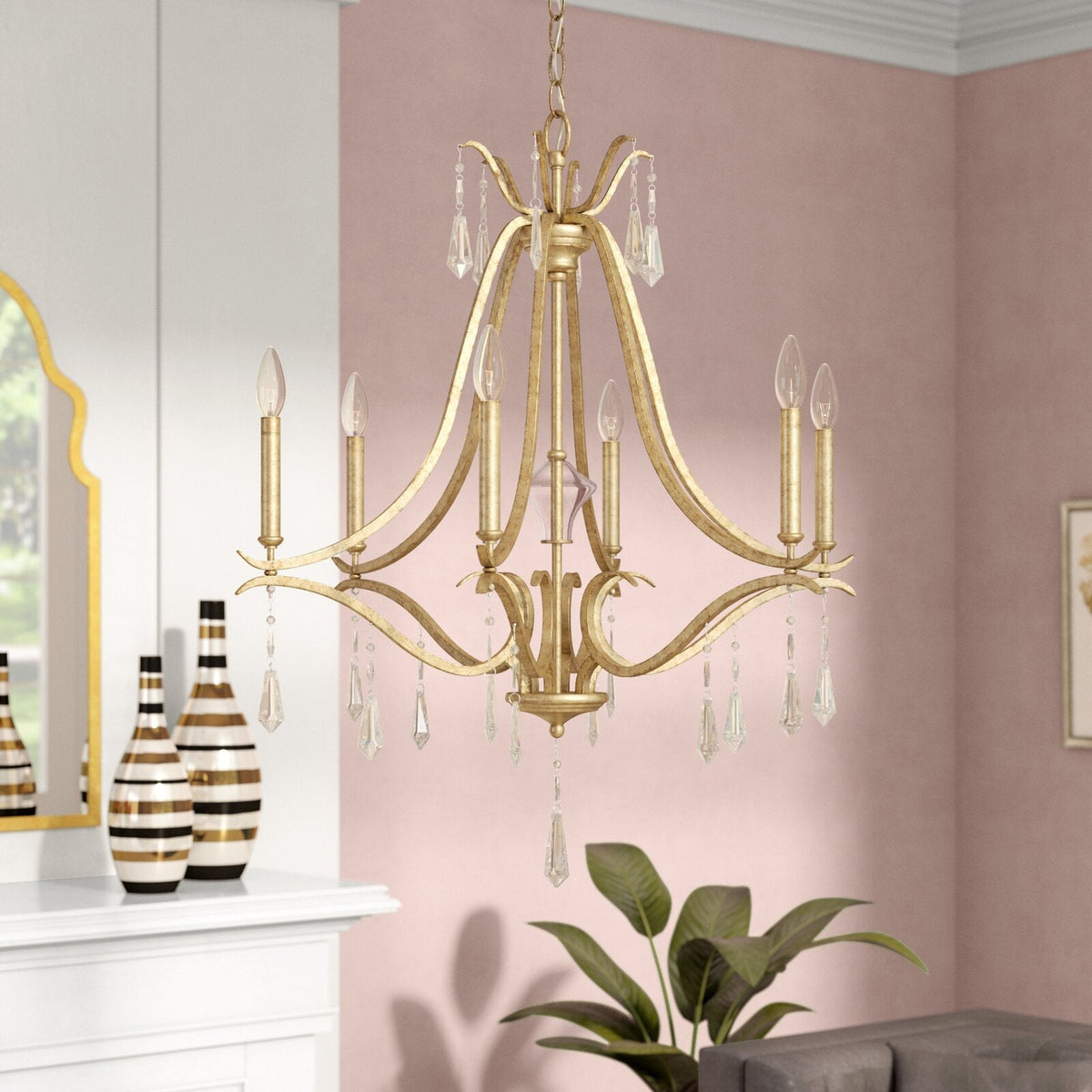 Lyra Lustre Cristal Cuivre Luxe Postmoderne