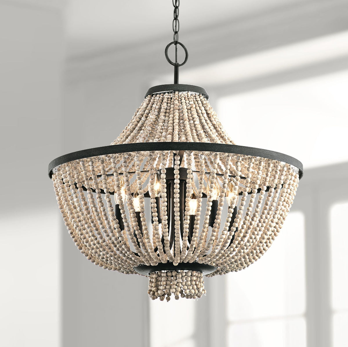 Vela Lustre Métal Bois Élégance Premium