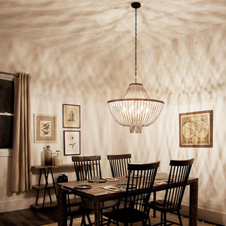 Vela Lustre Métal Bois Élégance Premium