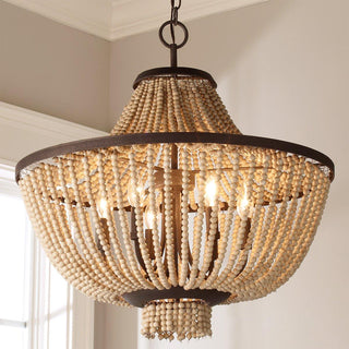 Vela Lustre Métal Bois Élégance Premium