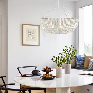 Lustre en Bois Perlé Luxe Postmoderne