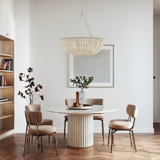 Lustre en Bois Perlé Luxe Postmoderne