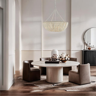 Lustre en Bois Perlé Luxe Postmoderne