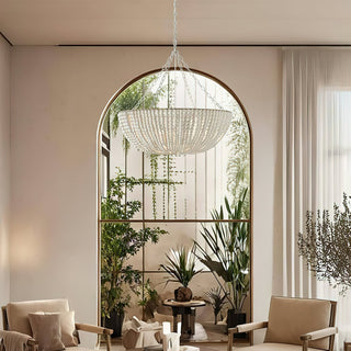 Lustre en Bois Perlé Luxe Postmoderne