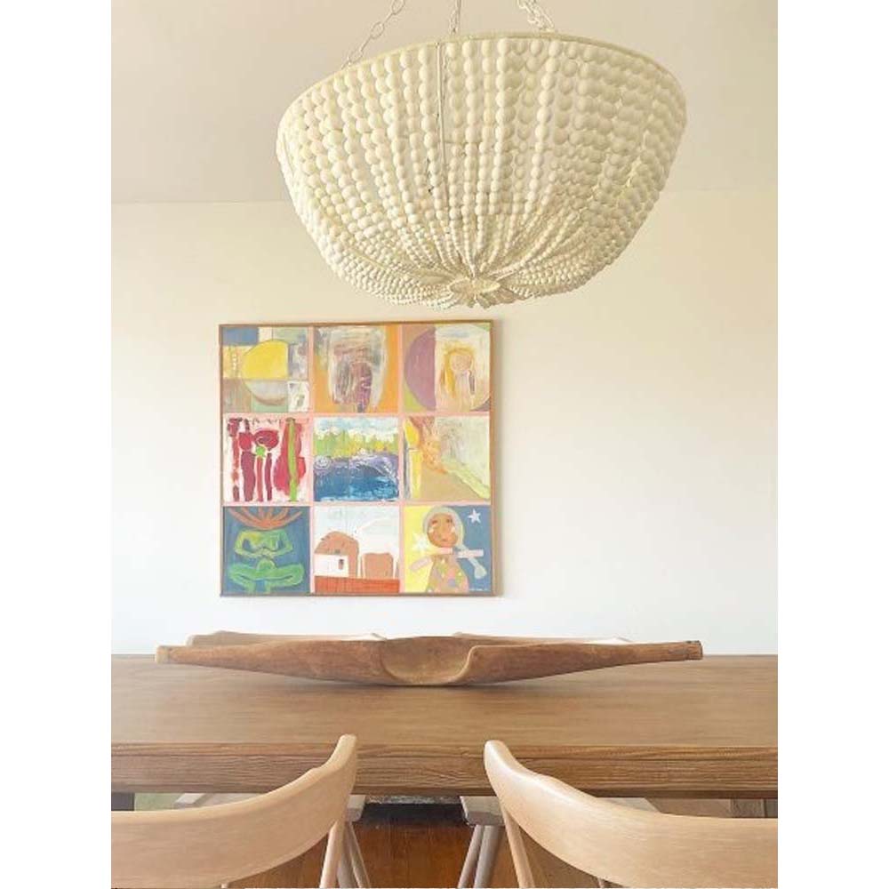 Lustre en Bois Perlé Luxe Postmoderne