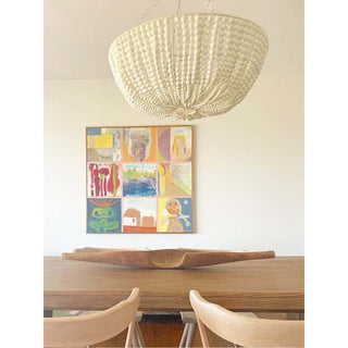 Lustre en Bois Perlé Luxe Postmoderne