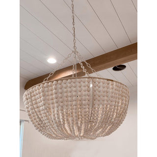 Lustre en Bois Perlé Luxe Postmoderne