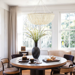Lustre en Bois Perlé Luxe Postmoderne