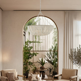 Lustre en Bois Perlé Luxe Postmoderne