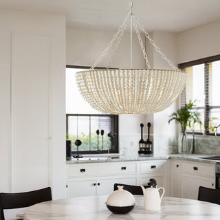 Lustre en Bois Perlé Luxe Postmoderne