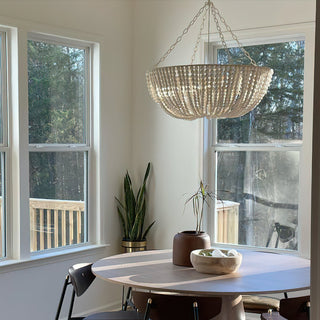 Lustre en Bois Perlé Luxe Postmoderne