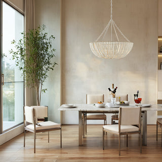 Lustre en Bois Perlé Luxe Postmoderne
