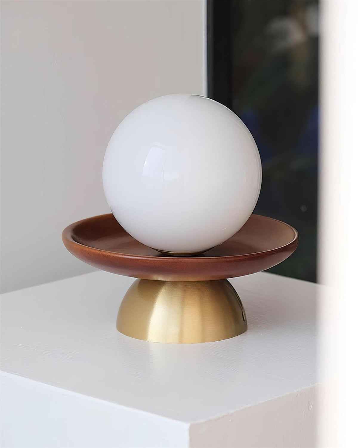 Brody Ceiling Light Globe Opal Glass Brass Walnut-Neutral Decor