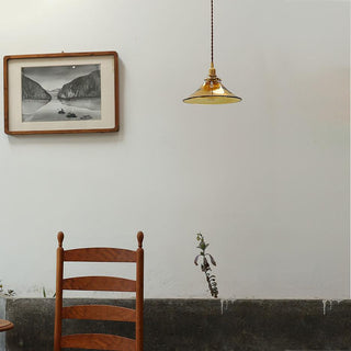 Solara Suspension en Verre Ambre Laiton Vintage