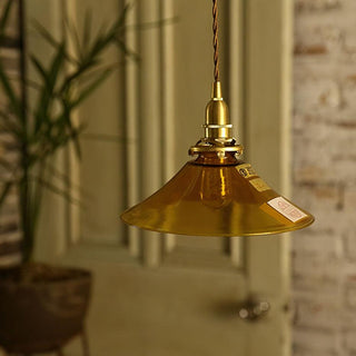 Solara Suspension en Verre Ambre Laiton Vintage