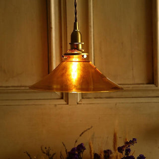 Solara Suspension en Verre Ambre Laiton Vintage