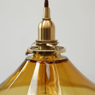 Solara Suspension en Verre Ambre Laiton Vintage