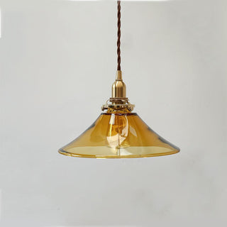 Solara Suspension en Verre Ambre Laiton Vintage