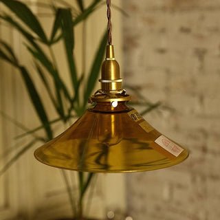 Solara Suspension en Verre Ambre Laiton Vintage