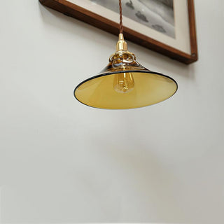 Solara Suspension en Verre Ambre Laiton Vintage